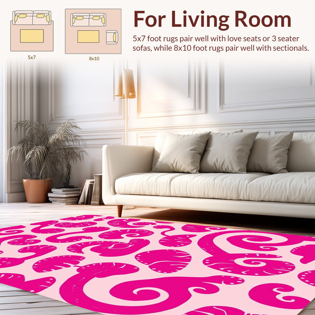 Pink Swirl Abstract Art Rug