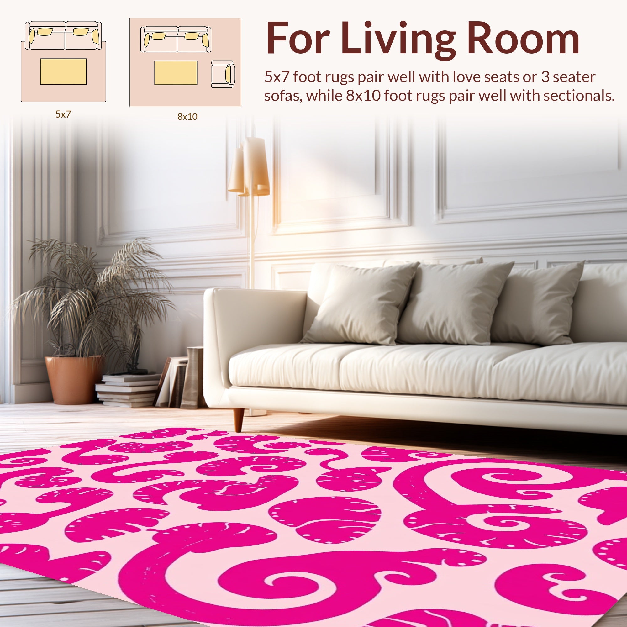Pink Swirl Abstract Art Rug