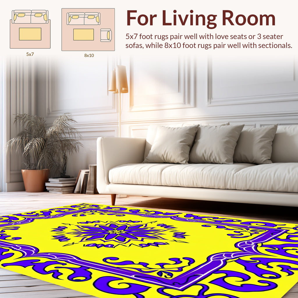 Vibrant Purple Floral Frame Design Rug