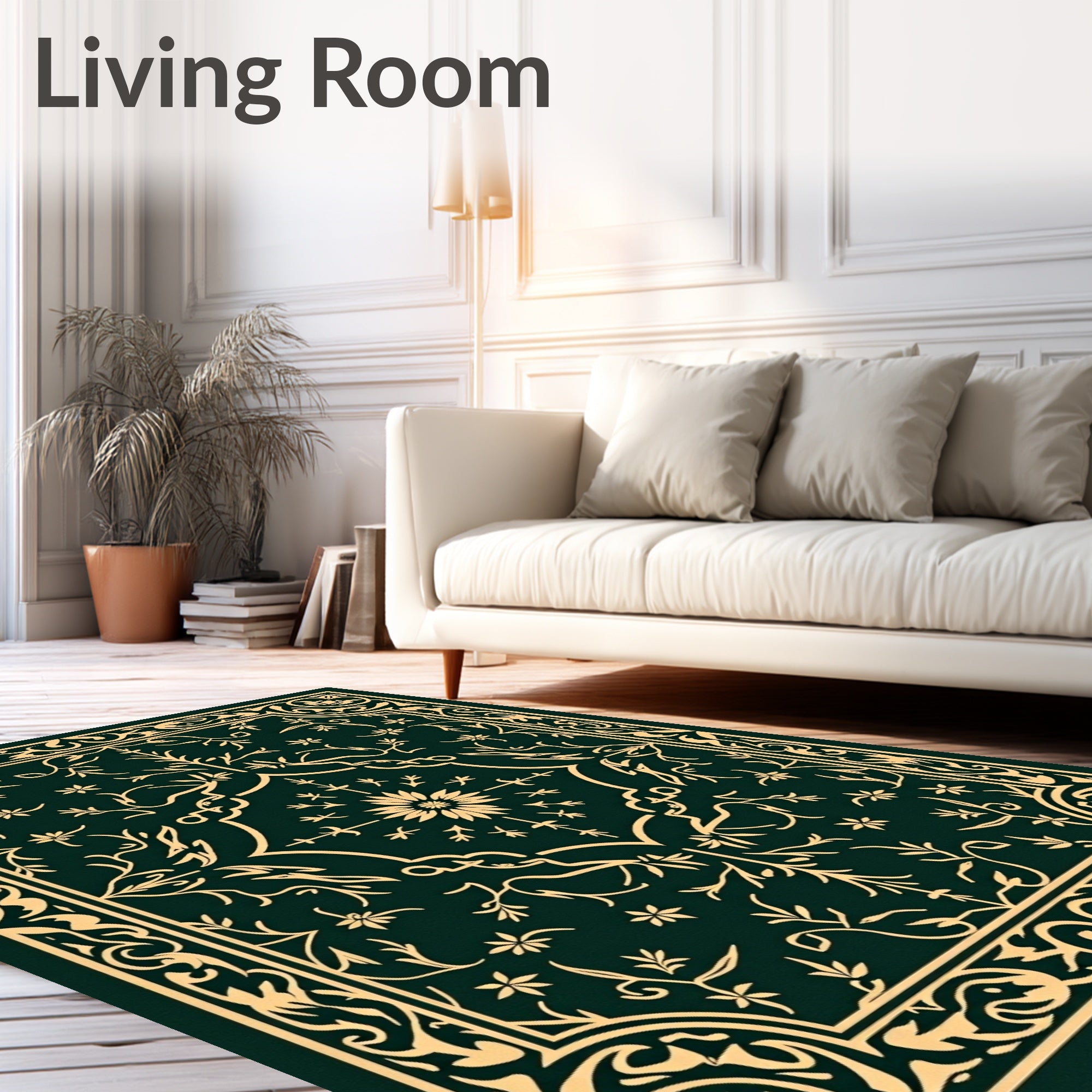 Ornate Teal Floral Medallion Rug