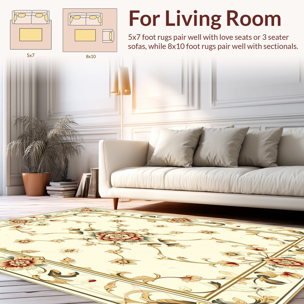 Antique Floral Scrollwork Square Rug