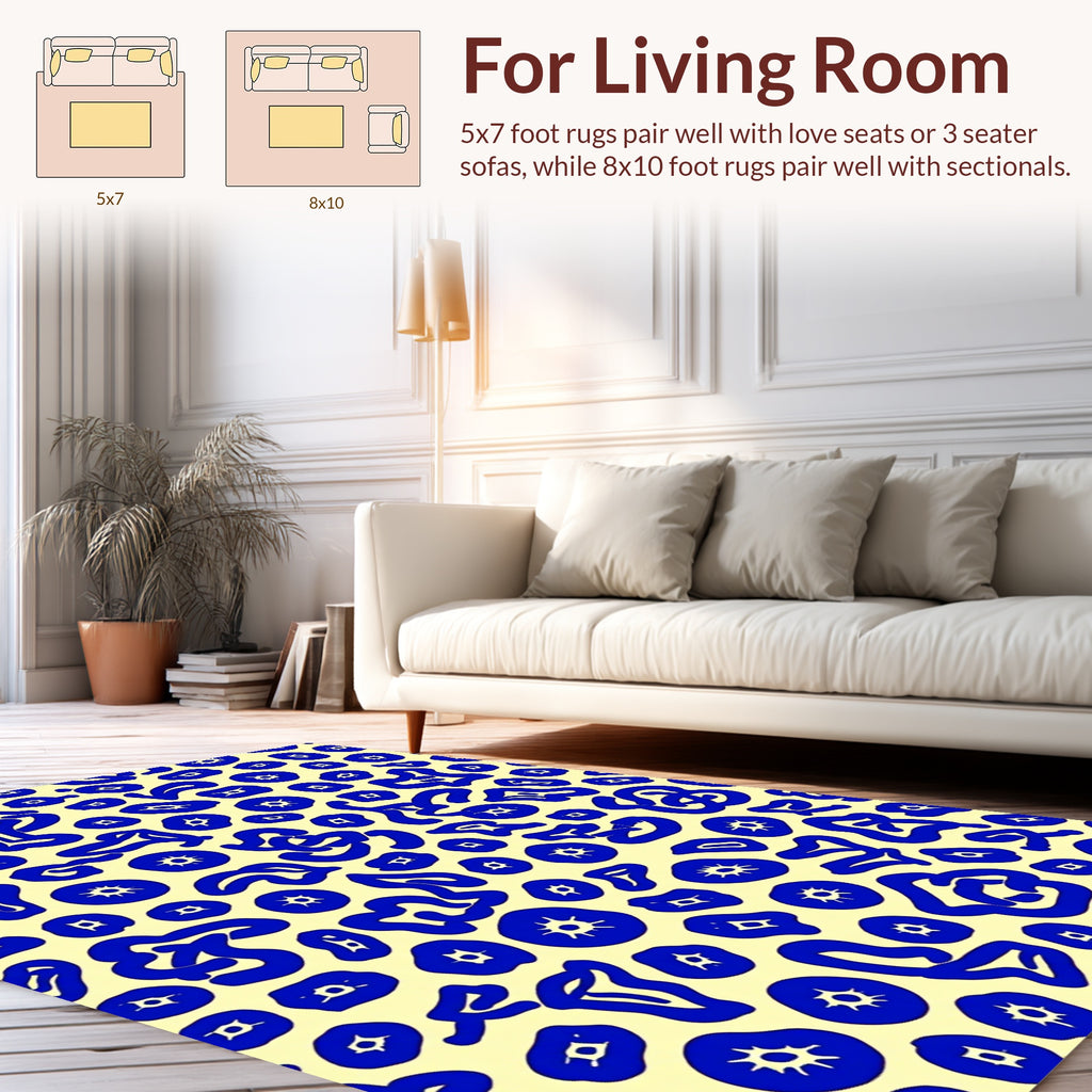 Bold Blue Organic Shapes Rug