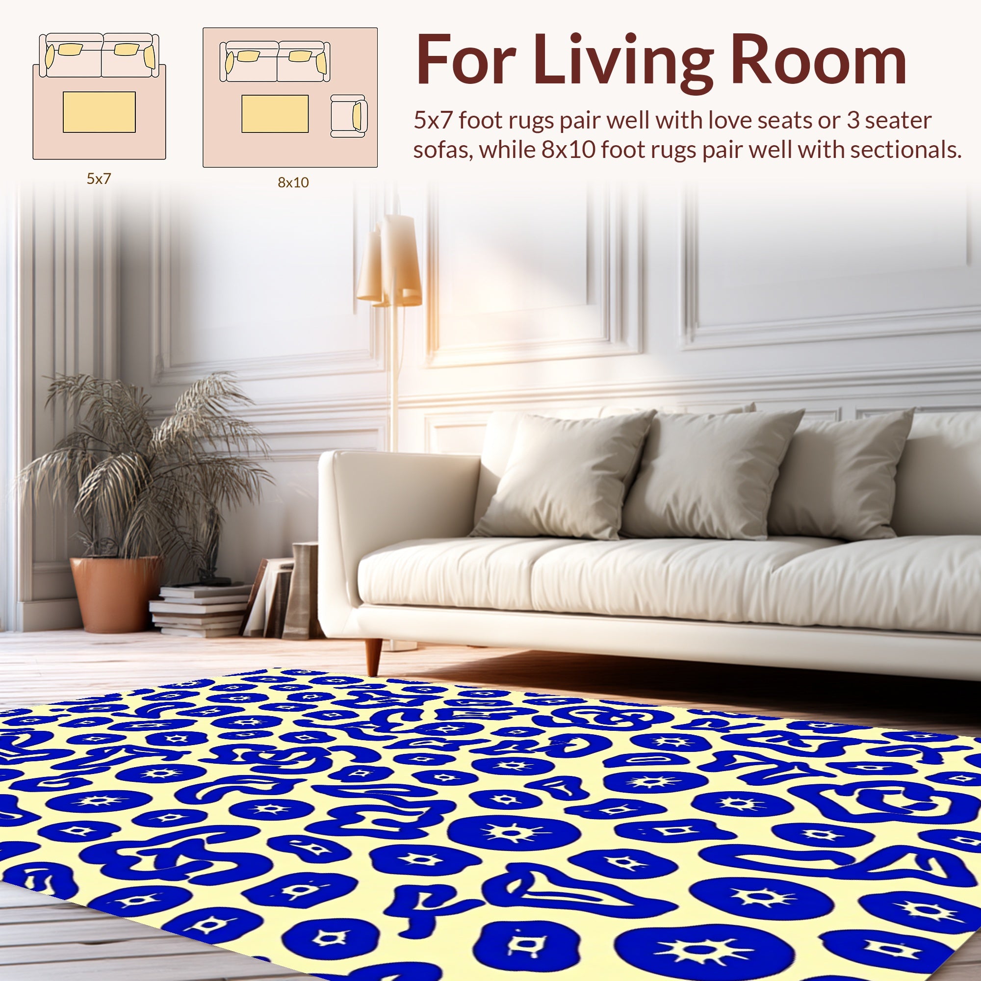 Bold Blue Organic Shapes Rug