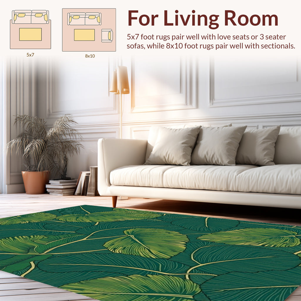 Tropical Leaf Line Art Rug