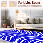 Bold Blue White Wave Pattern Rug