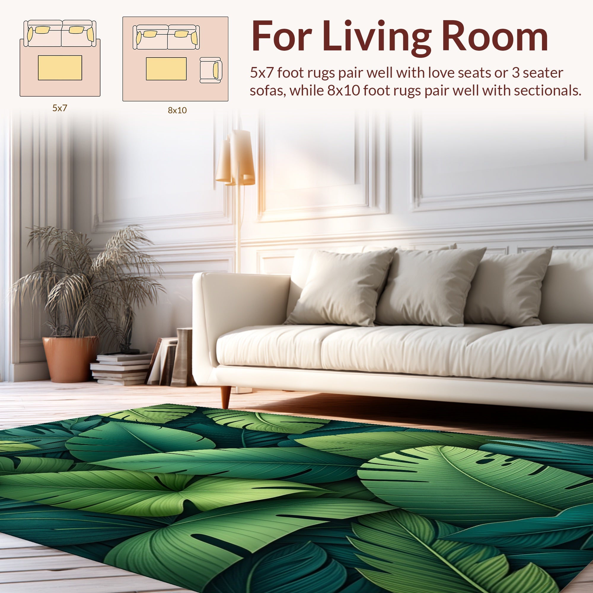 Lush Tropical Leaf Pattern Rug