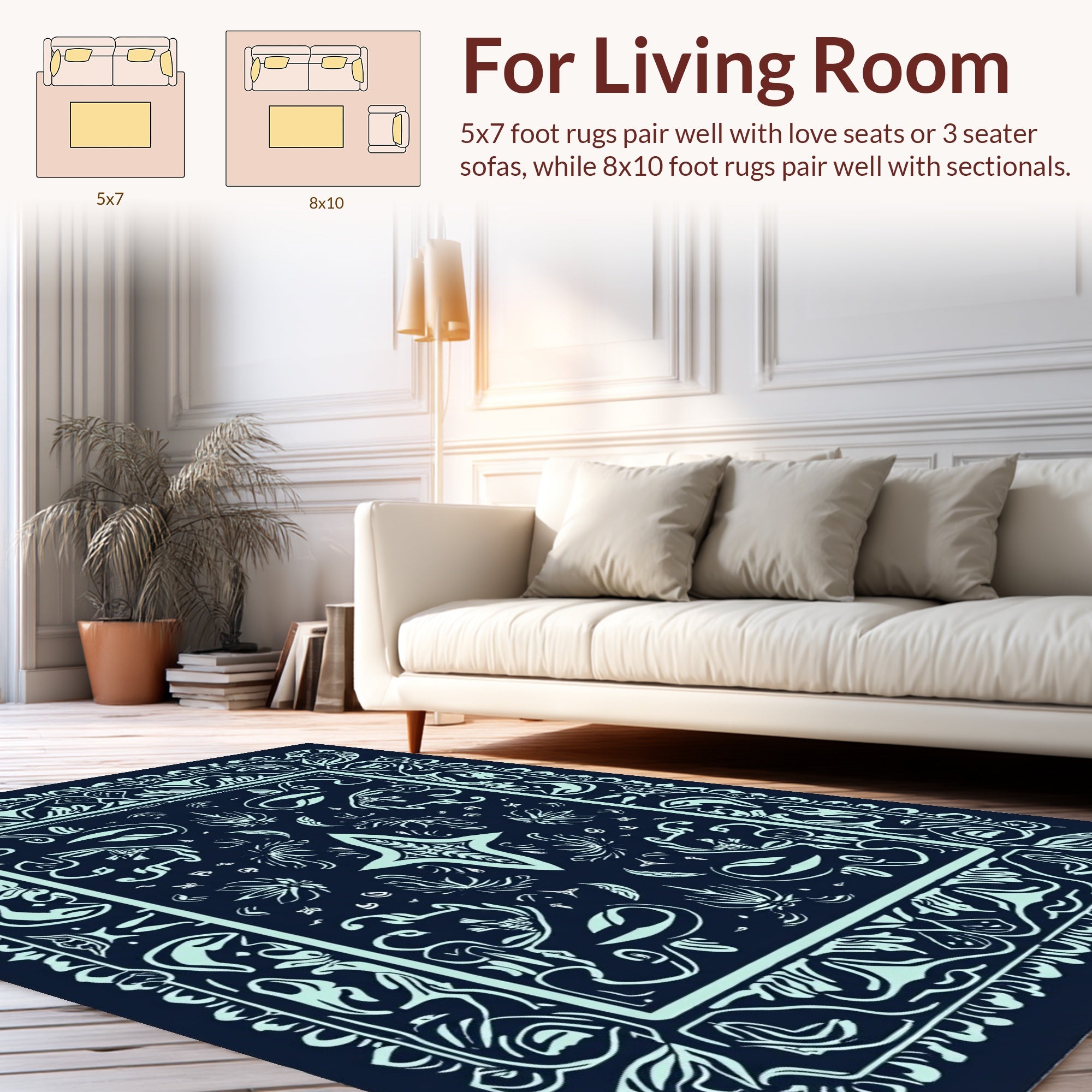 Mystical Floral Bordered Abstract Design Rug