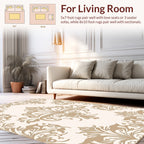 Classic Beige Floral Scroll Pattern Rug