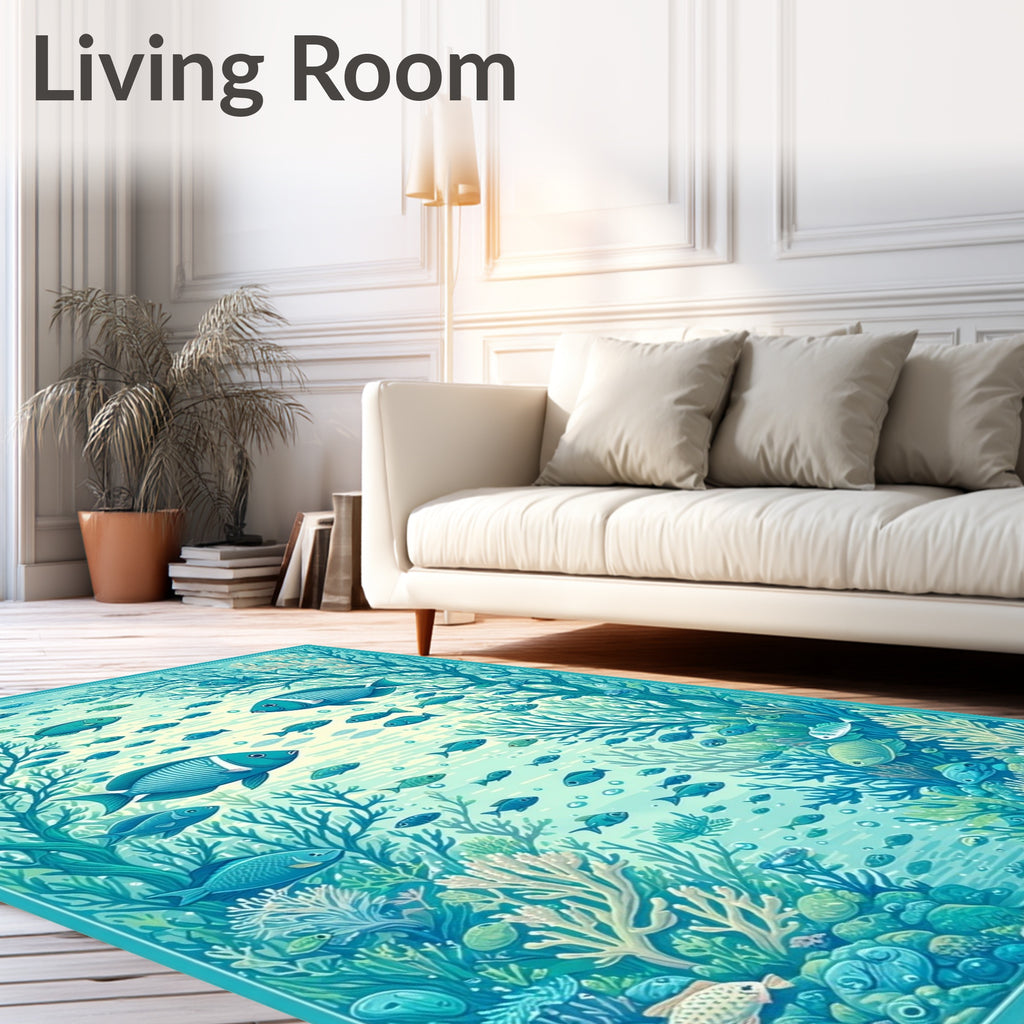 Oceanic Coral Reef Fish Pattern Rug