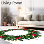 Vibrant Green Red Berry Garland Rug