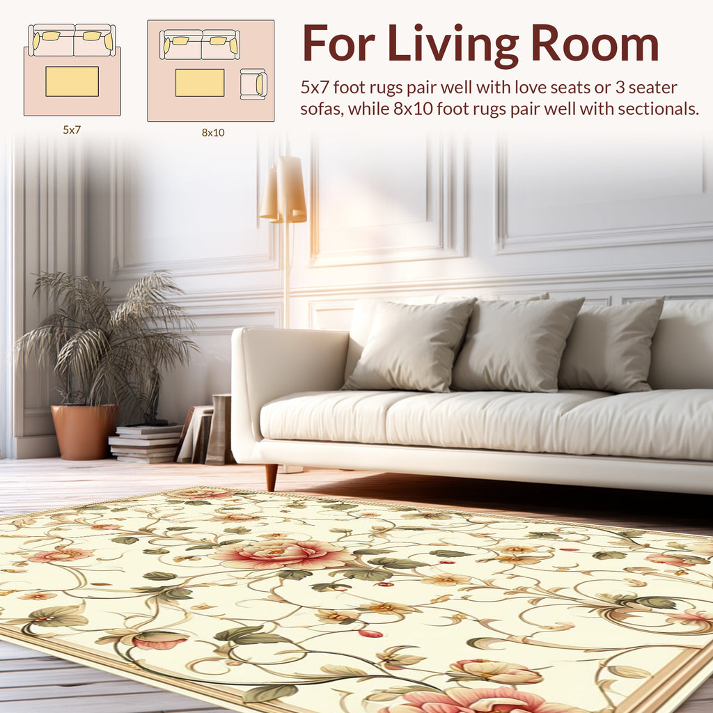 Vintage Floral Vine Pattern Rug
