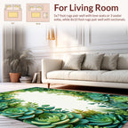 Green Succulent Leaf Botanical Design Rug