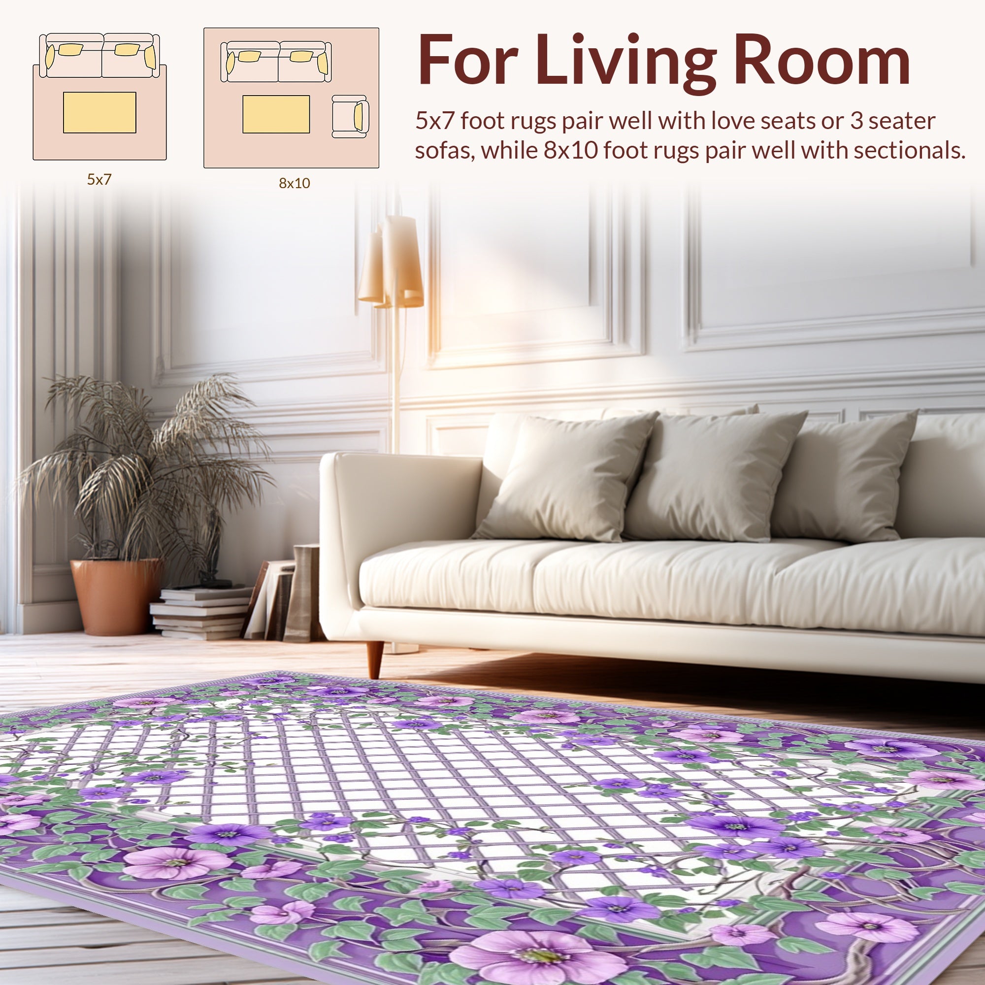 Vines Lattice Floral Pattern Rug