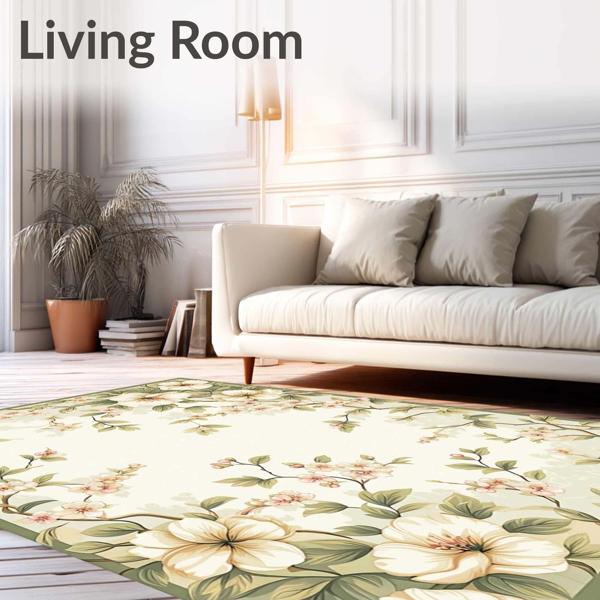 Blossom Branch Floral Textured Vintage Rug