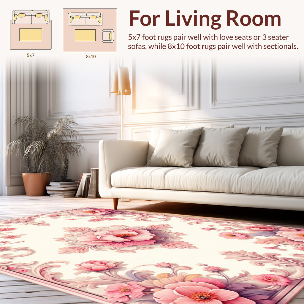 Elegant Floral Rococo Style Rug