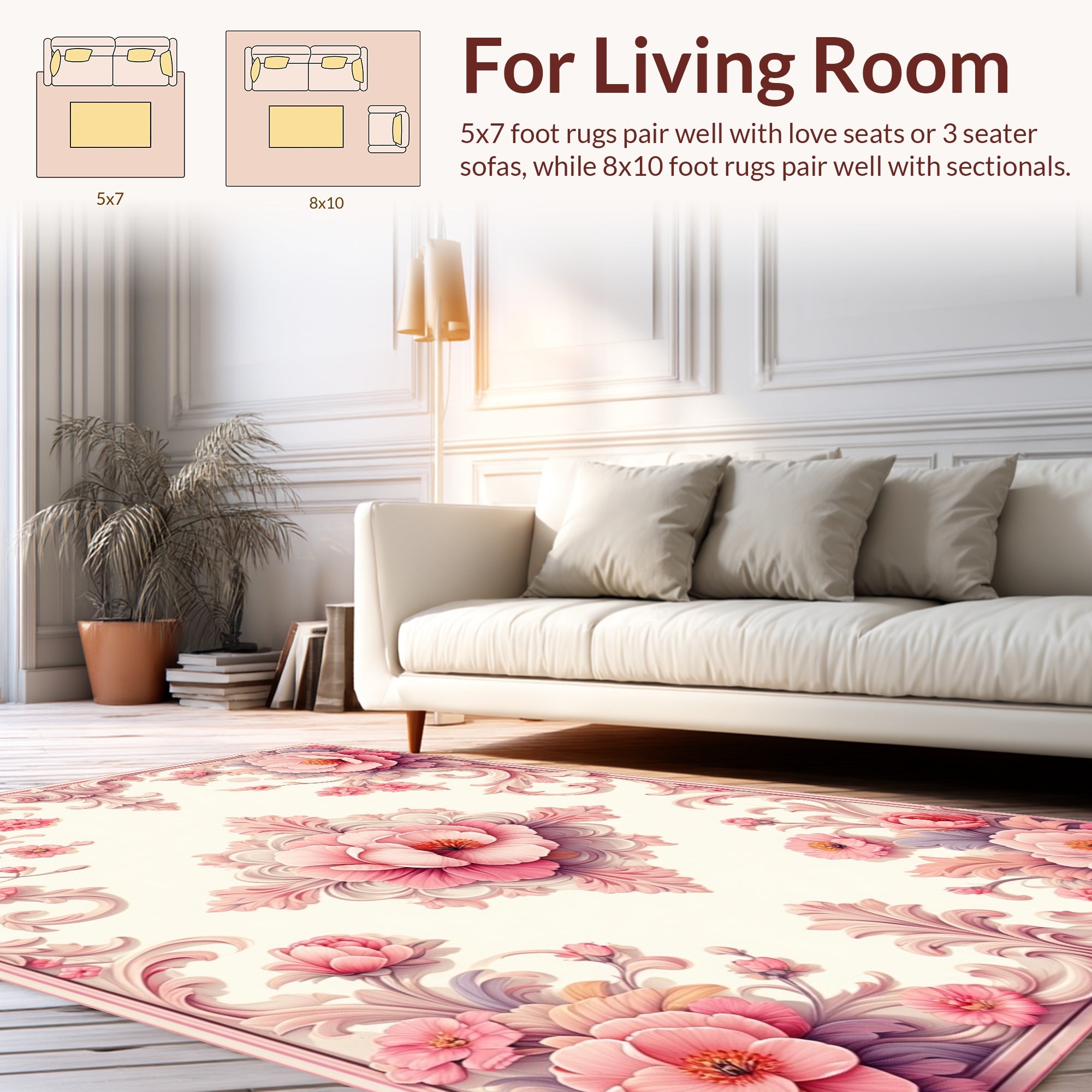 Elegant Floral Rococo Style Rug