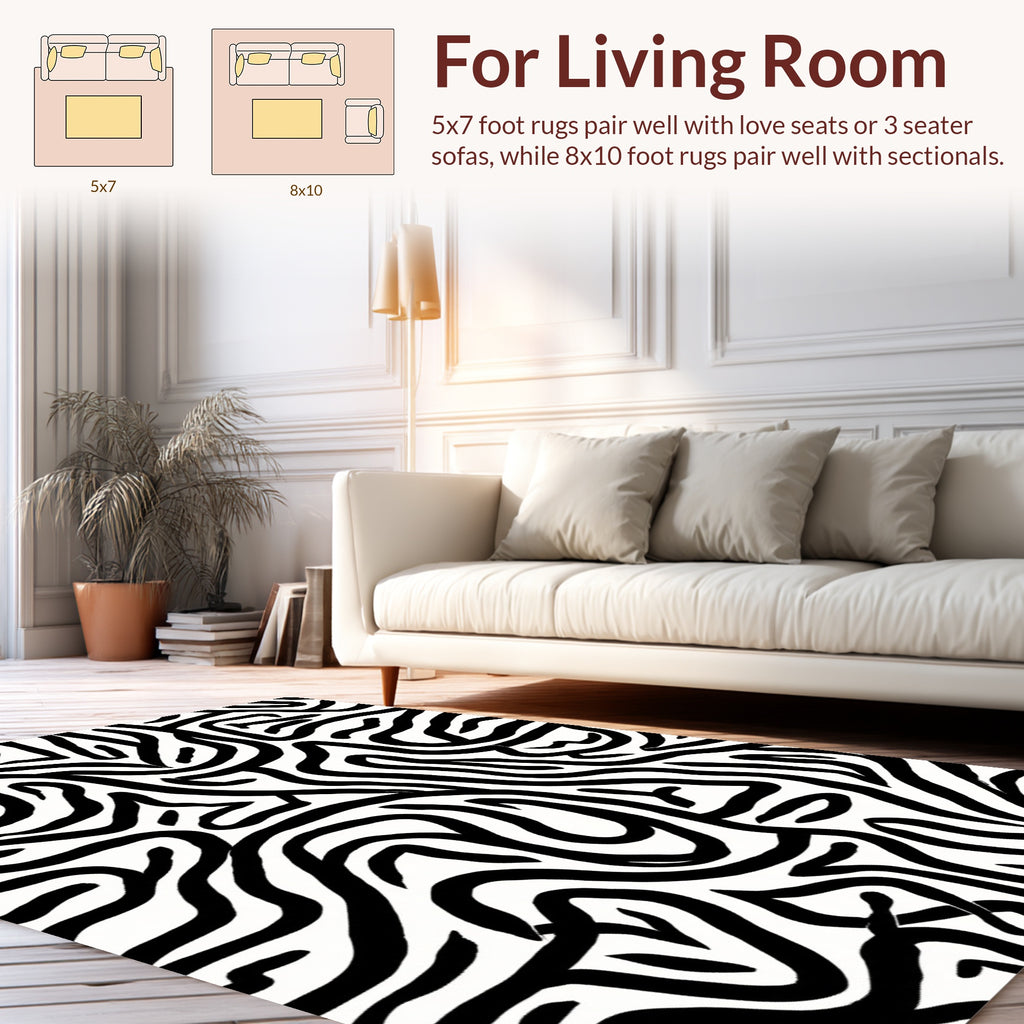 Bold Abstract Black White Stripes Rug
