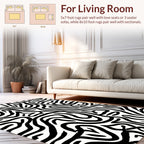 Bold Abstract Black White Stripes Rug