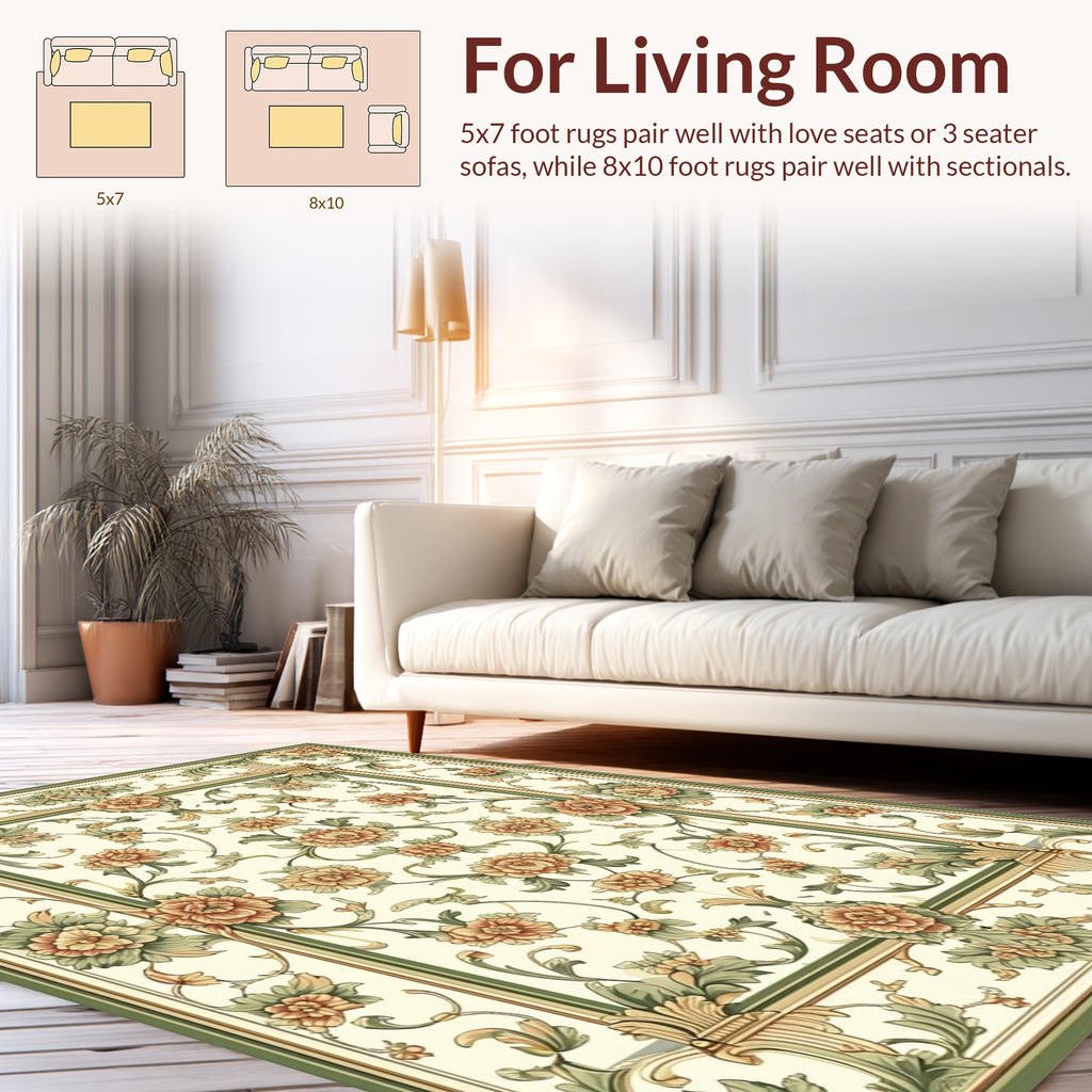 Ornate Floral Scrollwork Pattern Rug