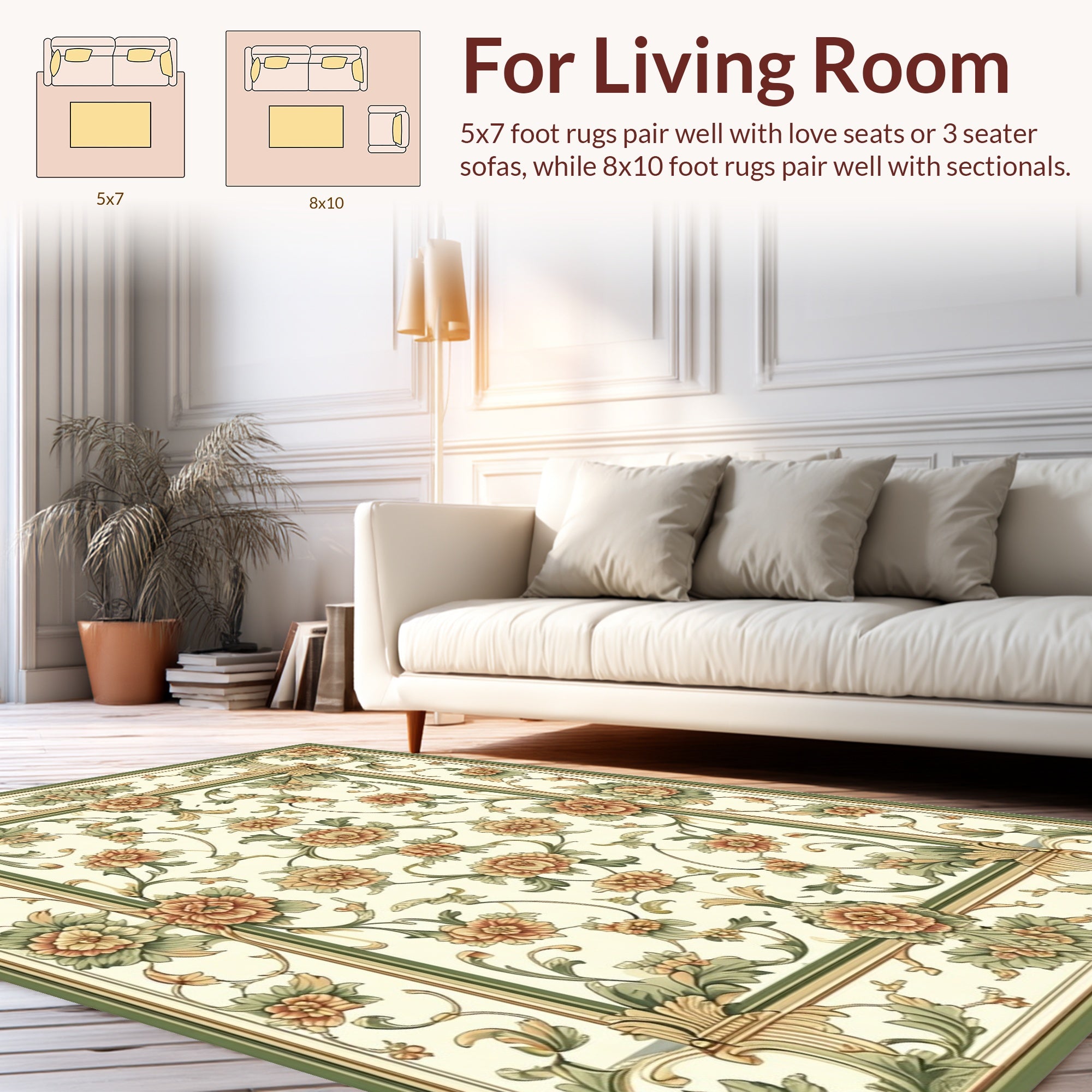 Ornate Floral Scrollwork Pattern Rug