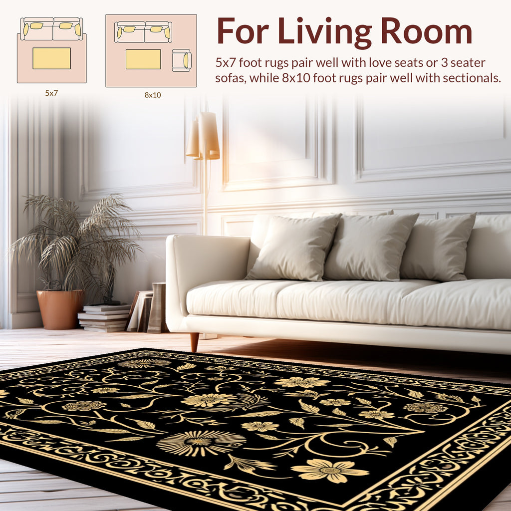 Art Nouveau Floral Gold Design Rug