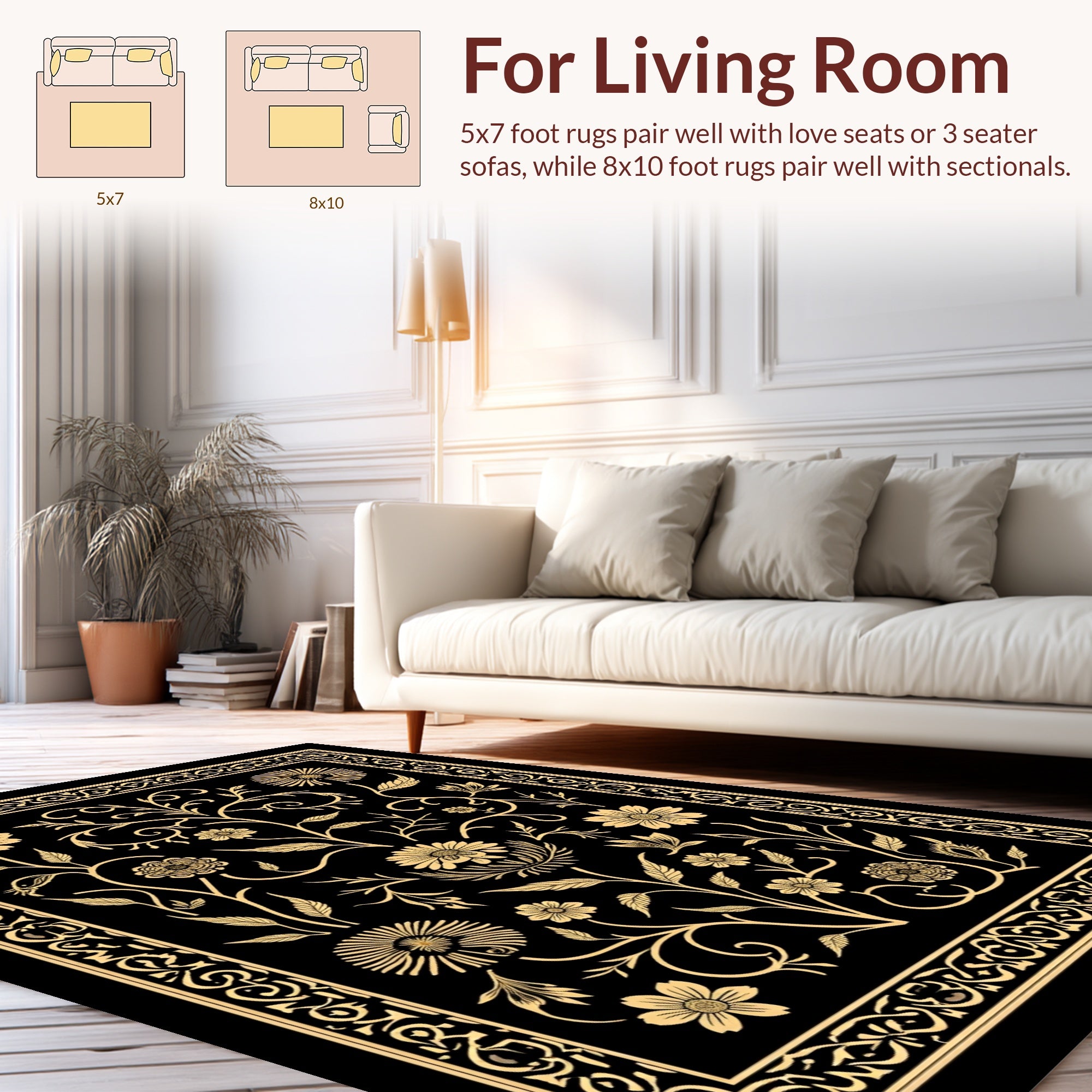 Art Nouveau Floral Gold Design Rug
