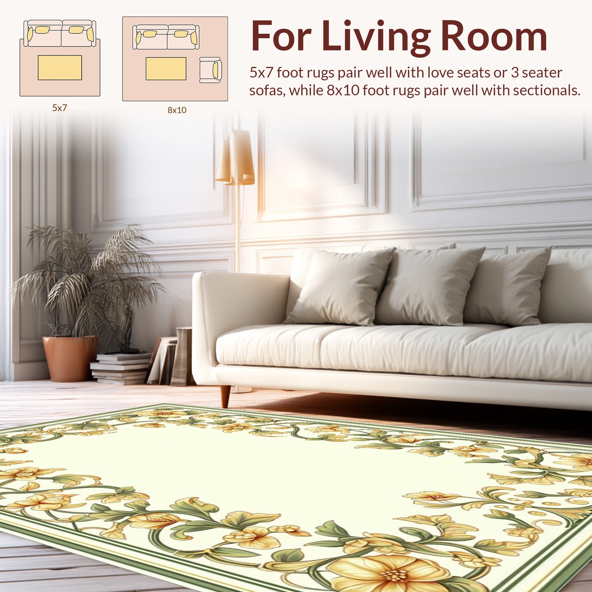 Vine Floral Ornate Garden Rug