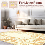 Golden Floral Scrollwork Butterfly Pattern Rug
