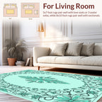 Aqua Floral Border Vine Design Rug