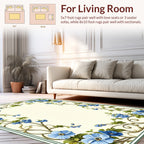 Blue Floral Vine With Berries Design Rug