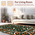 Orange Foliage and Floral Geometric Rug