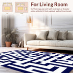 Navy White Geometric Labyrinth Lugs Rug