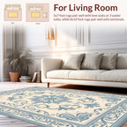 Blue Floral Medallion Scroll Patterned Rug