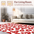 Bold Red Abstract Animal Print Design Rug