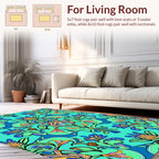 Vibrant Floral Symmetry Aquatic Design Rug