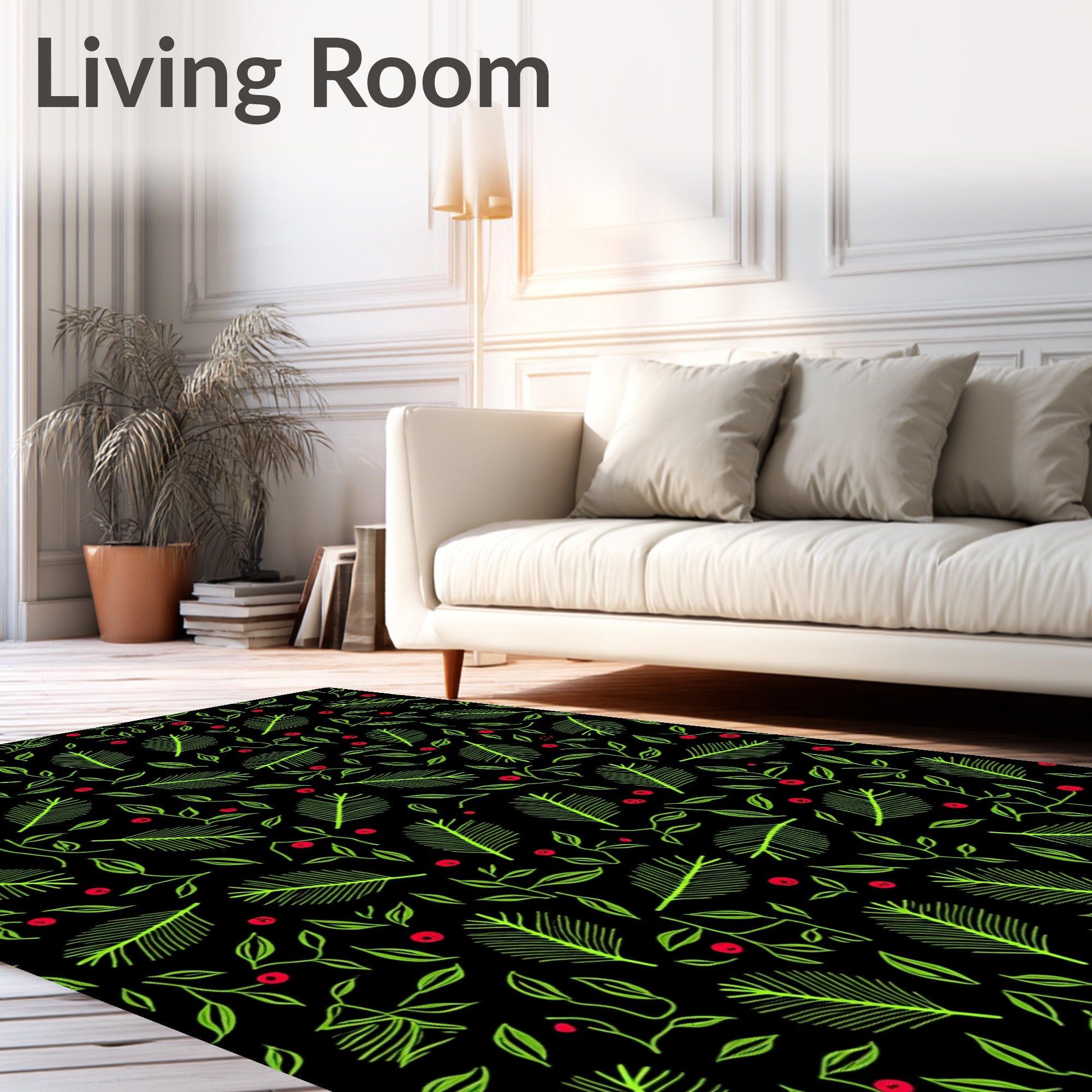 Verdant Frond Berry Scatter Rug