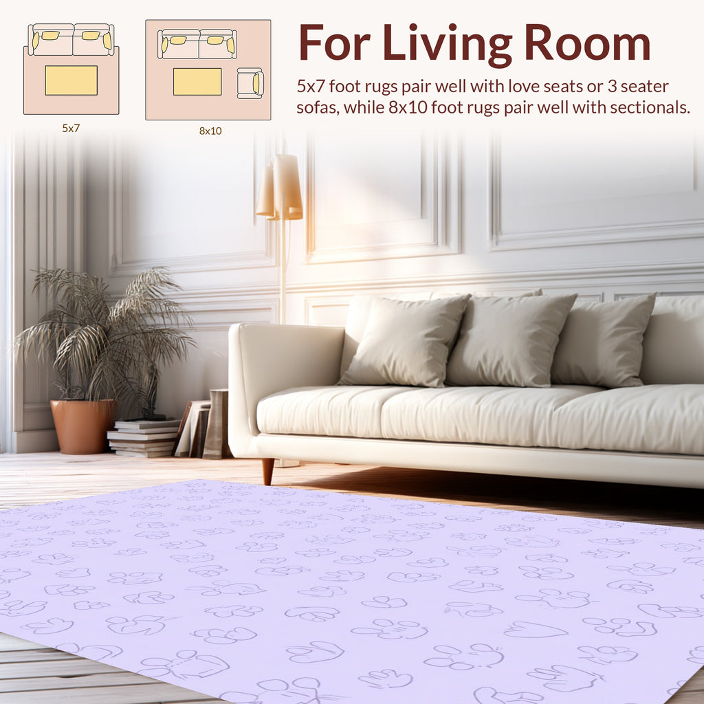 Playful Paw Prints Whimsical Pattern Rug