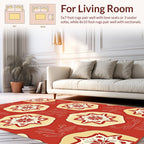 Red Starburst Floral Pattern Design Rug