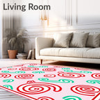 Pink Red Green Swirl Phone Shapes Rug