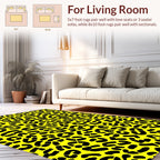 Bold Yellow Black Leopard Print Rug
