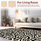 Bold Black Ivory Organic Pattern Rug
