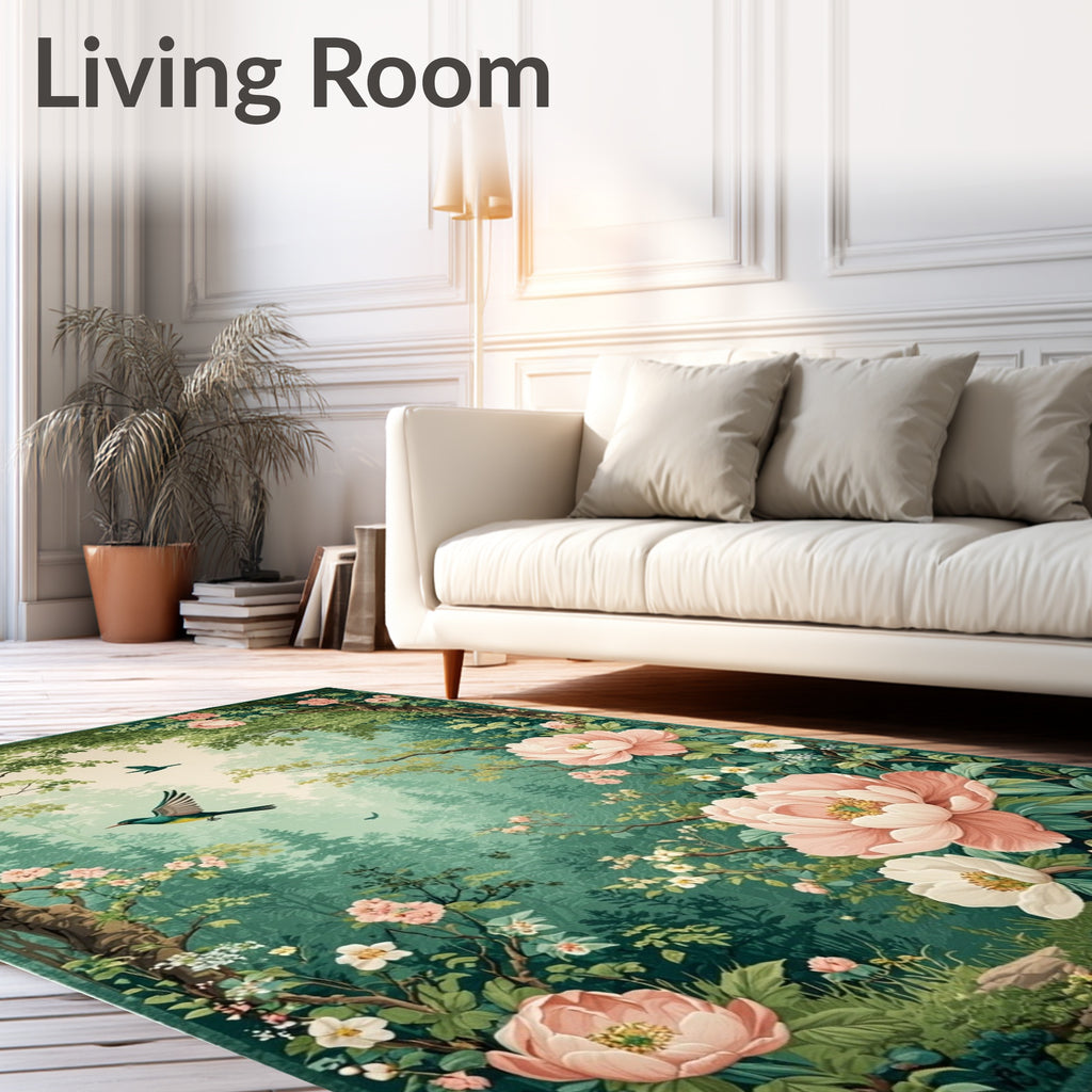 Whimsical Garden With Birds Rug