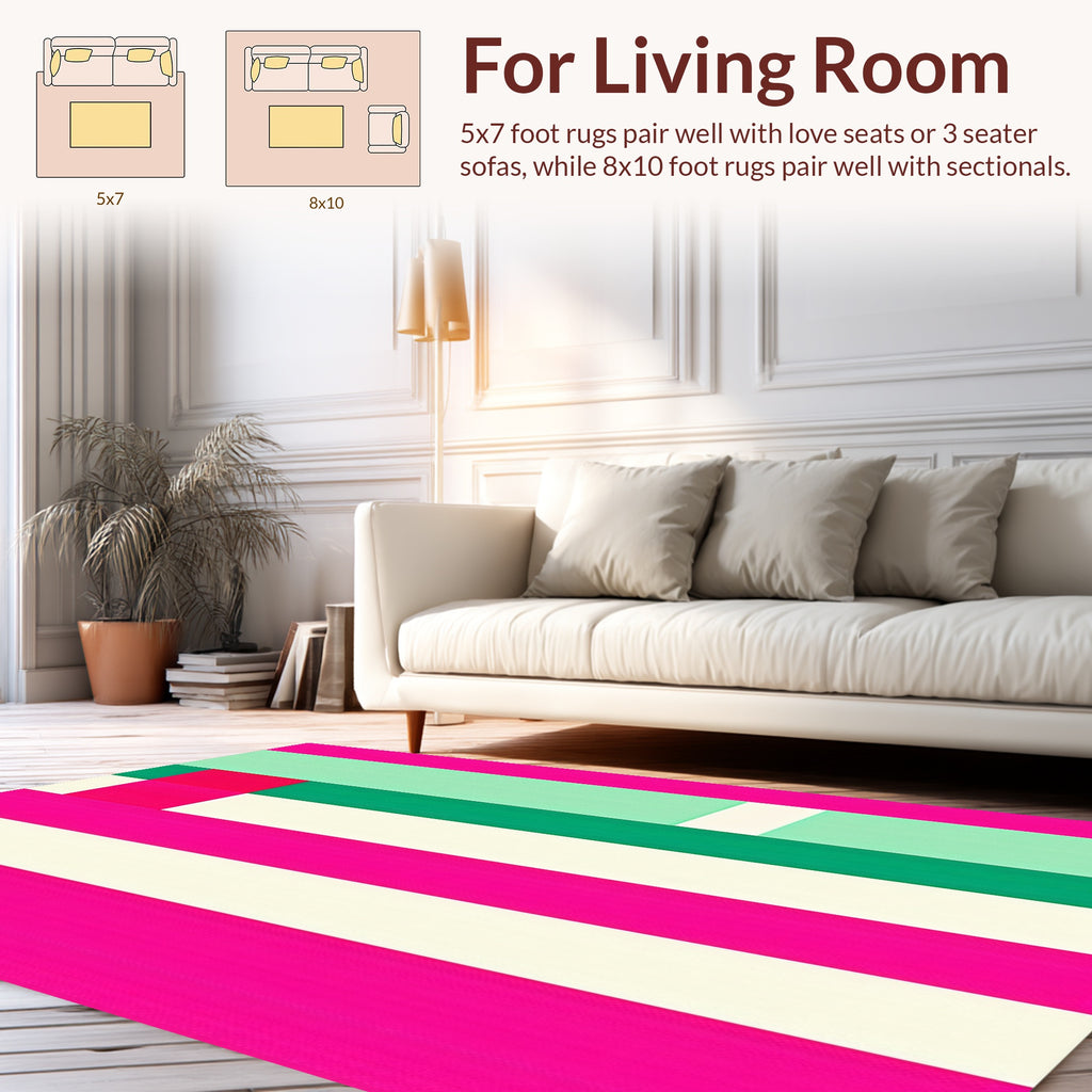 Bold Vertical Stripes With Bright Accents Rug
