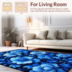 Vivid Blue Floral Pattern Rug