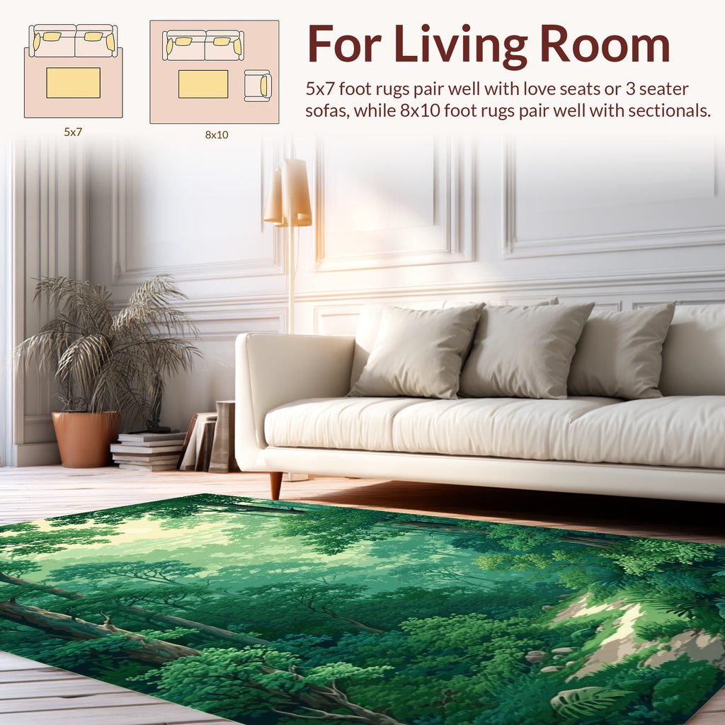Verdant Forest Path Scene Rug