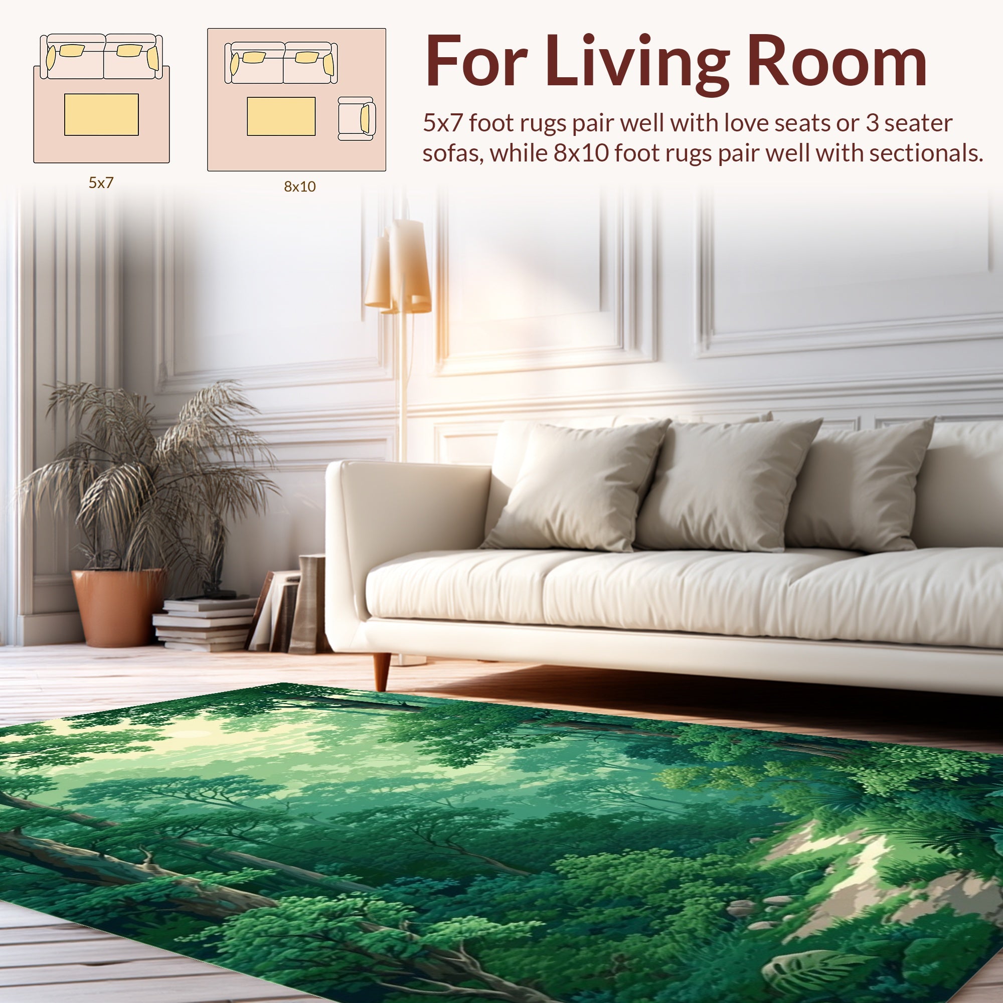 Verdant Forest Path Scene Rug