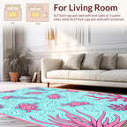 Pink Sea Turtle Jellyfish Pattern Rug