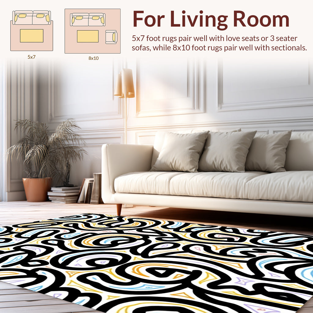 Abstract Swirls Triangles Pattern Rug