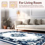 Classic Blue White Floral Scroll Rug