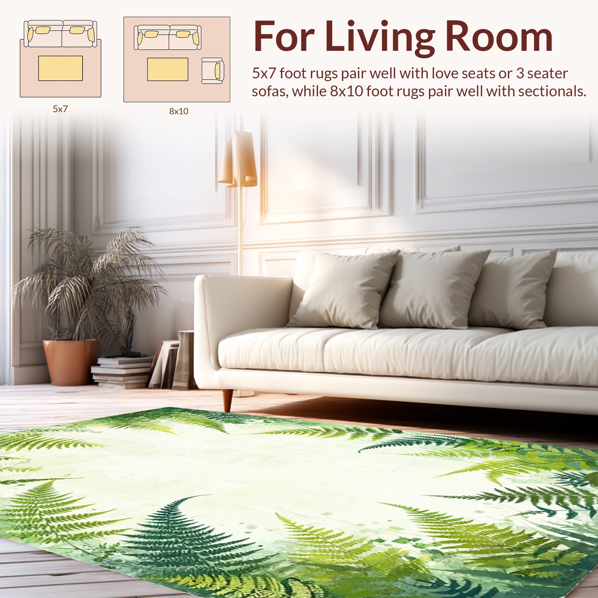 Lush Fern Forest Pattern Rug
